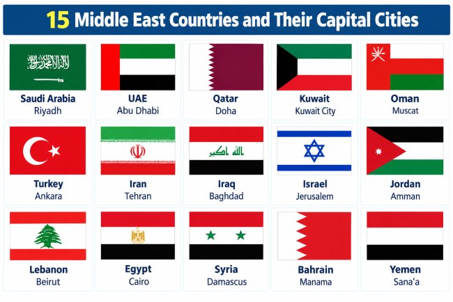 15 Middle East Countries and Their Capital Cities